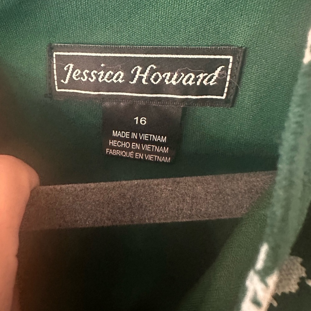 Jessica Howard tiered dress emerald green with white floral print size 16 - Picture 3 of 5